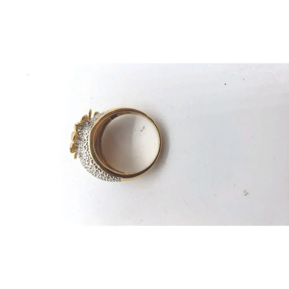 Ring 3D Flower Gold & Silver Statement Sz 10.25 Boho